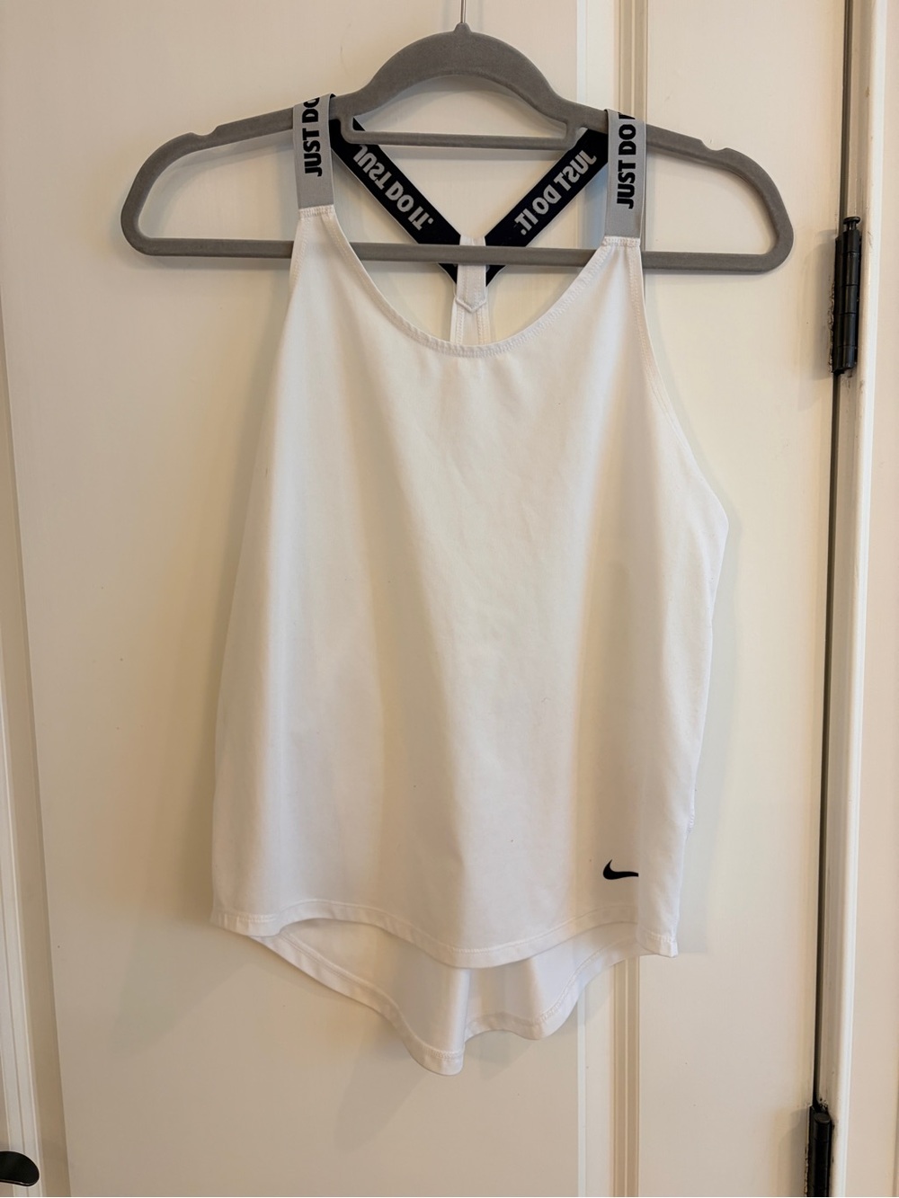 Nike White Dri-Fit Tank Top Racerback Logo Straps Size S